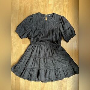 Zara black gorgeous mini dress Swiss dot lace xs